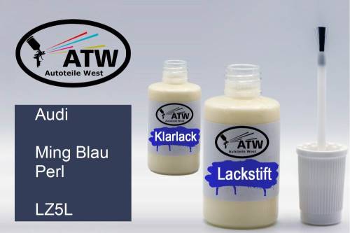 Audi, Ming Blau Perl, LZ5L: 20ml Lackstift + 20ml Klarlack - Set, von ATW Autoteile West.